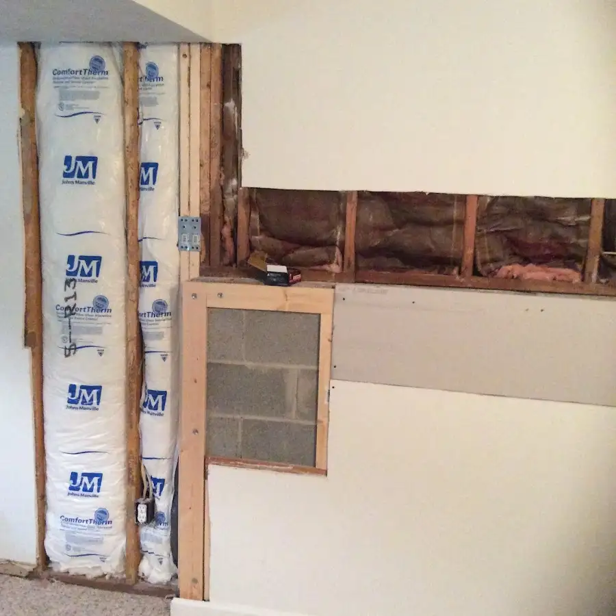 Wall insulation replacement during Basement Flood Cleanup in Jessup